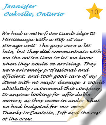 Homestars Review from Jennifer of Oakville